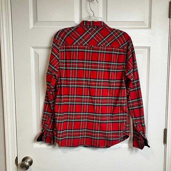 Montfort Lumberjack Red Plaid Long Sleeve Flannel Button Down Shirt Womens L - Picture 2 of 9